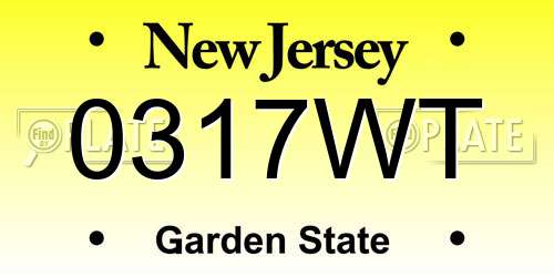 0317WT New Jersey License Plate