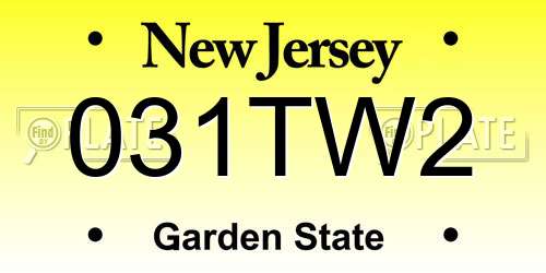 031TW2 New Jersey License Plate