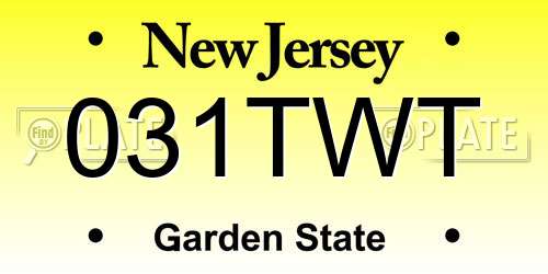 031TWT New Jersey License Plate