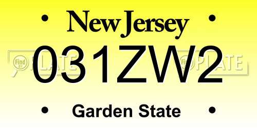 031ZW2 New Jersey License Plate
