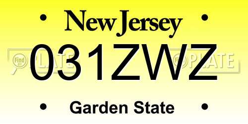 031ZWZ New Jersey License Plate
