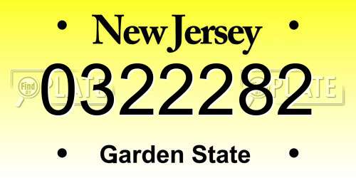 0322282 New Jersey License Plate