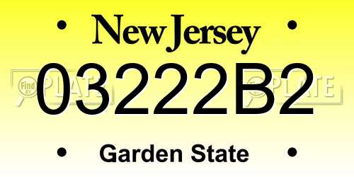 03222B2 New Jersey License Plate