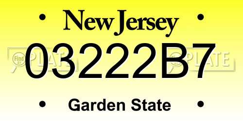 03222B7 New Jersey License Plate