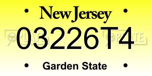 03226T4 New Jersey License Plate