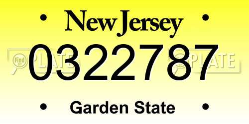 0322787 New Jersey License Plate