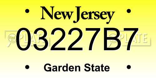 03227B7 New Jersey License Plate