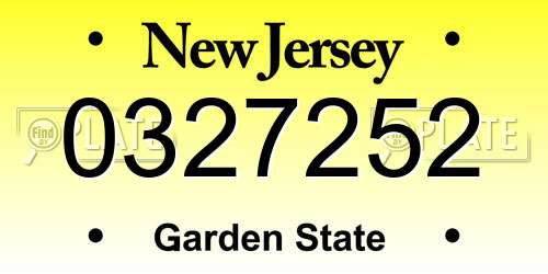 0327252 New Jersey License Plate