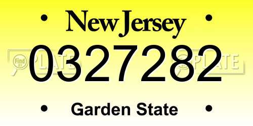 0327282 New Jersey License Plate