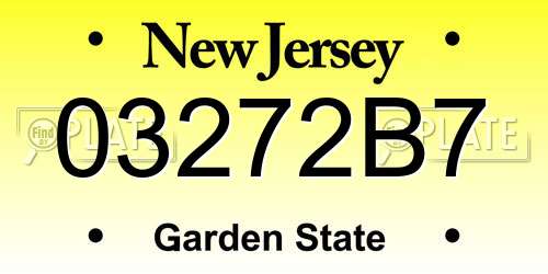 03272B7 New Jersey License Plate