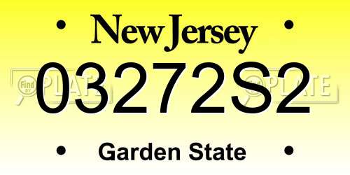 03272S2 New Jersey License Plate