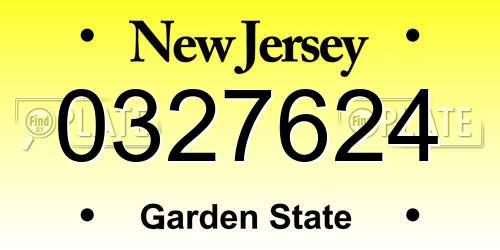 0327624 New Jersey License Plate