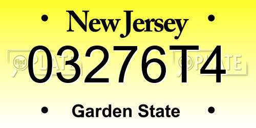 03276T4 New Jersey License Plate
