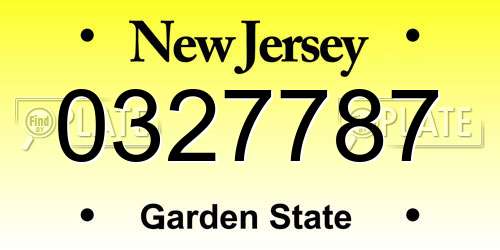 0327787 New Jersey License Plate