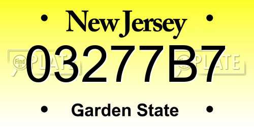 03277B7 New Jersey License Plate