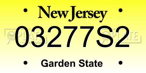 03277S2 New Jersey License Plate