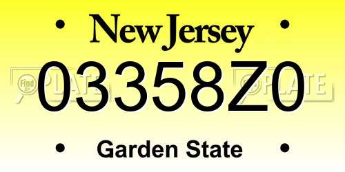 03358Z0 New Jersey License Plate
