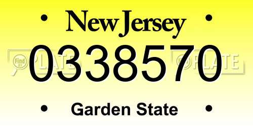 0338570 New Jersey License Plate