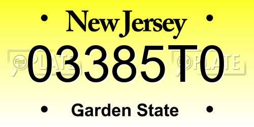 03385T0 New Jersey License Plate