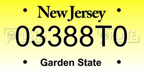 03388T0 New Jersey License Plate