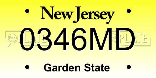 0346MD New Jersey License Plate