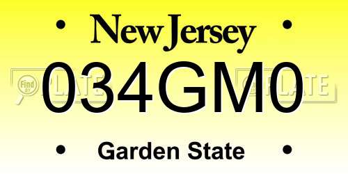 034GM0 New Jersey License Plate