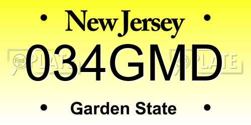 034GMD New Jersey License Plate