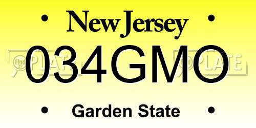 034GMO New Jersey License Plate
