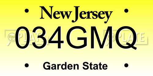 034GMQ New Jersey License Plate