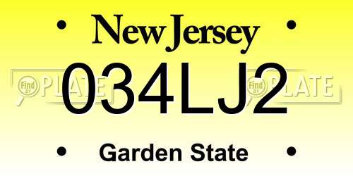 034LJ2 New Jersey License Plate