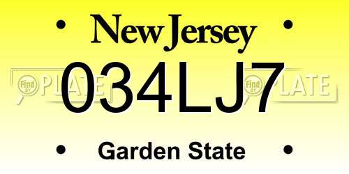 034LJ7 New Jersey License Plate