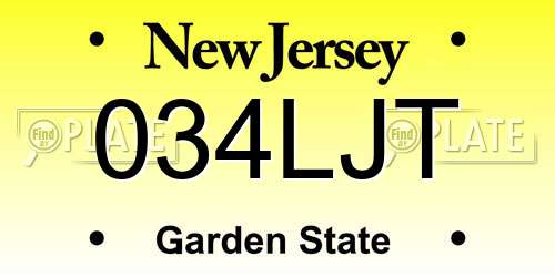 034LJT New Jersey License Plate