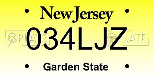 034LJZ New Jersey License Plate