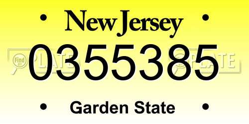 0355385 New Jersey License Plate
