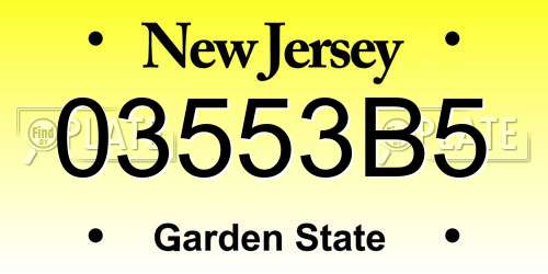 03553B5 New Jersey License Plate