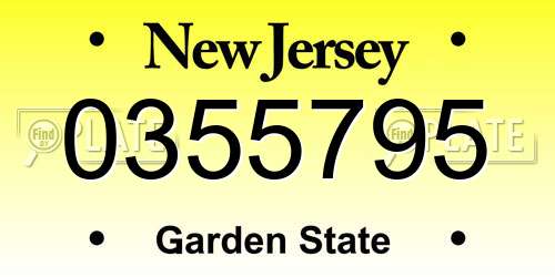 0355795 New Jersey License Plate