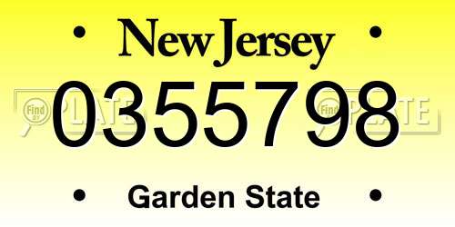 0355798 New Jersey License Plate
