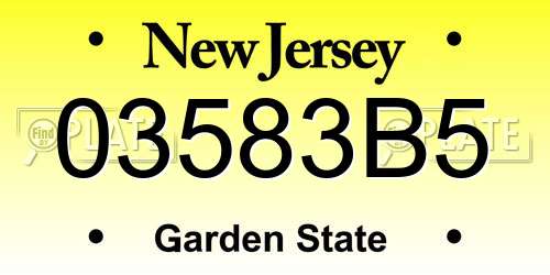 03583B5 New Jersey License Plate