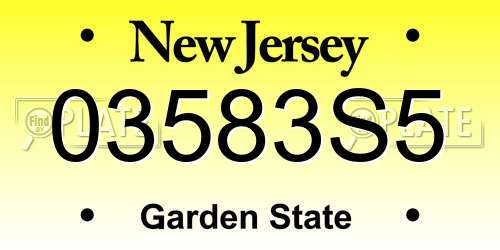 03583S5 New Jersey License Plate