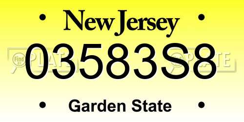 03583S8 New Jersey License Plate