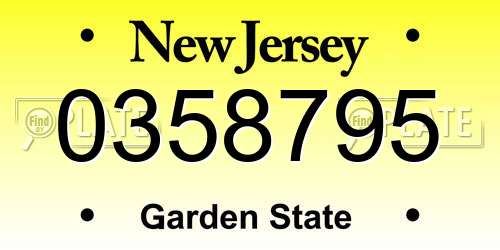 0358795 New Jersey License Plate