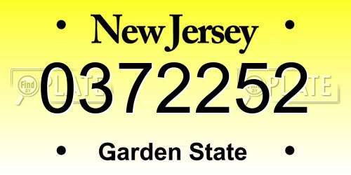 0372252 New Jersey License Plate