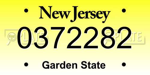 0372282 New Jersey License Plate