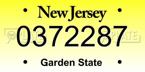 0372287 New Jersey License Plate