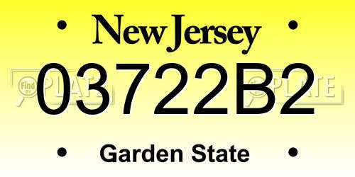 03722B2 New Jersey License Plate