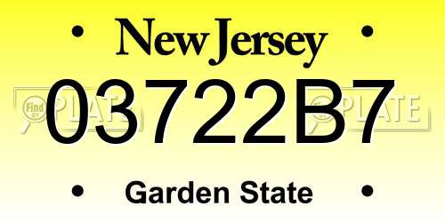 03722B7 New Jersey License Plate