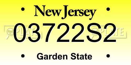 03722S2 New Jersey License Plate