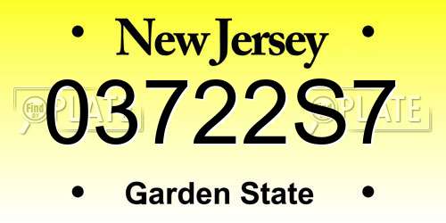 03722S7 New Jersey License Plate