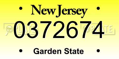 0372674 New Jersey License Plate