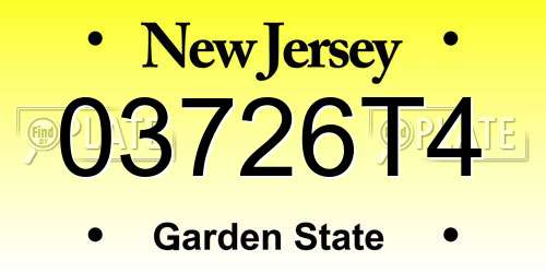 03726T4 New Jersey License Plate